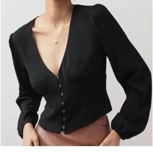 Wilfred Black Button-Down Blouse